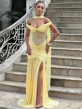 Elegantes gerafftes Maxi-Kleid aus Mesh