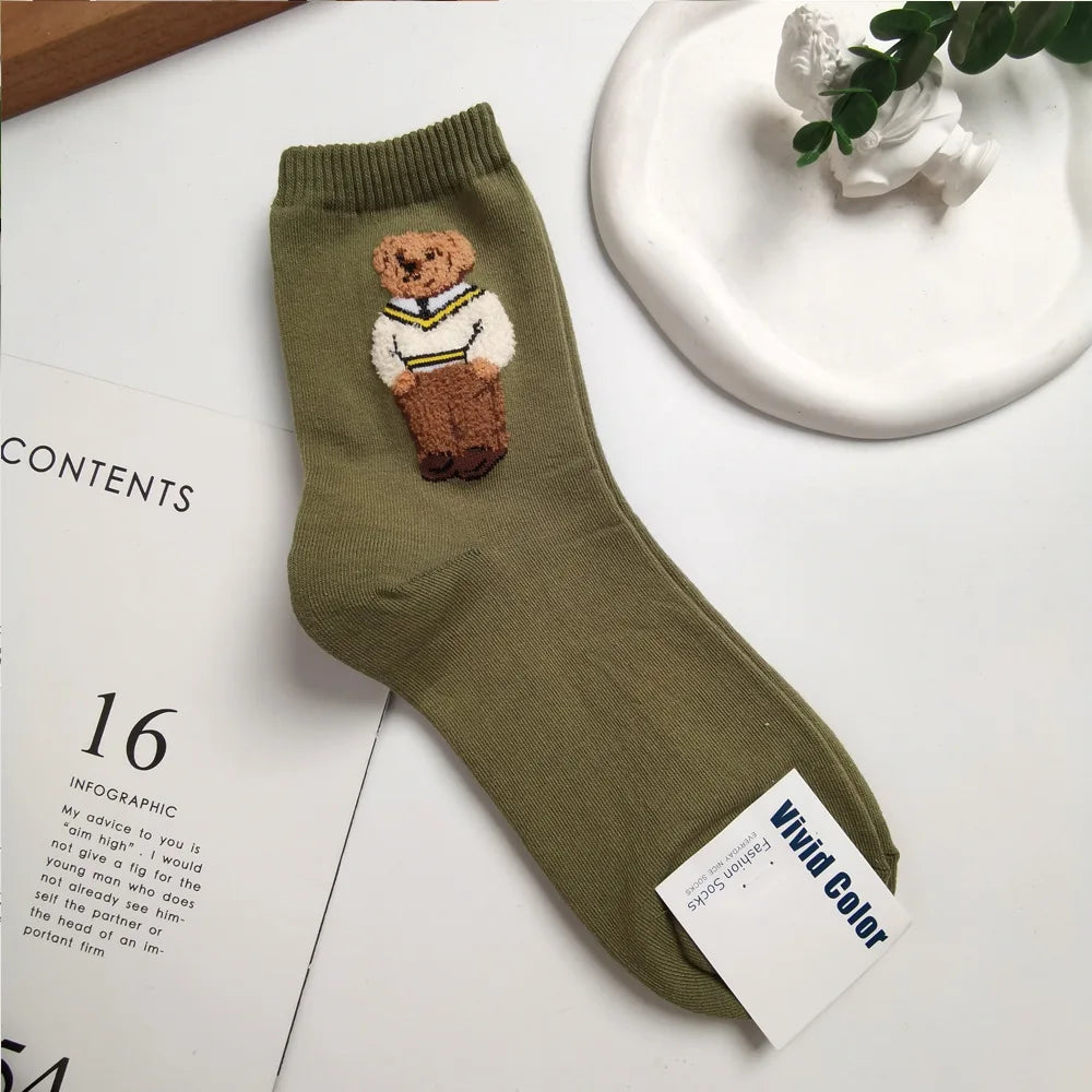 Calcetines de algodón con osos de dibujos animados bonitos
