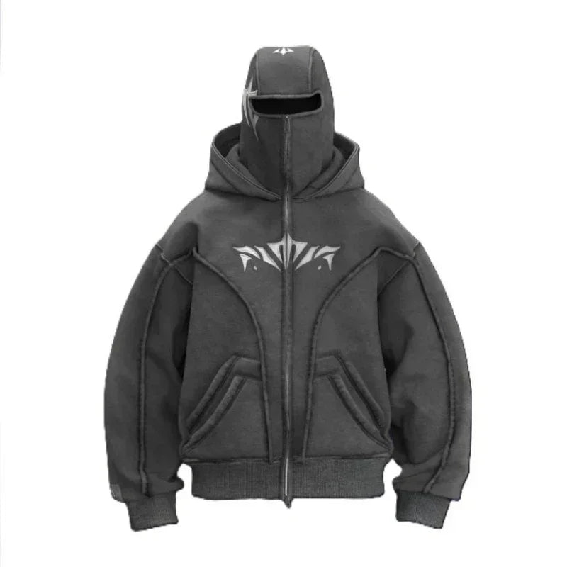Vintage Zip-Up Oversized Hoodie Sweatshirt
