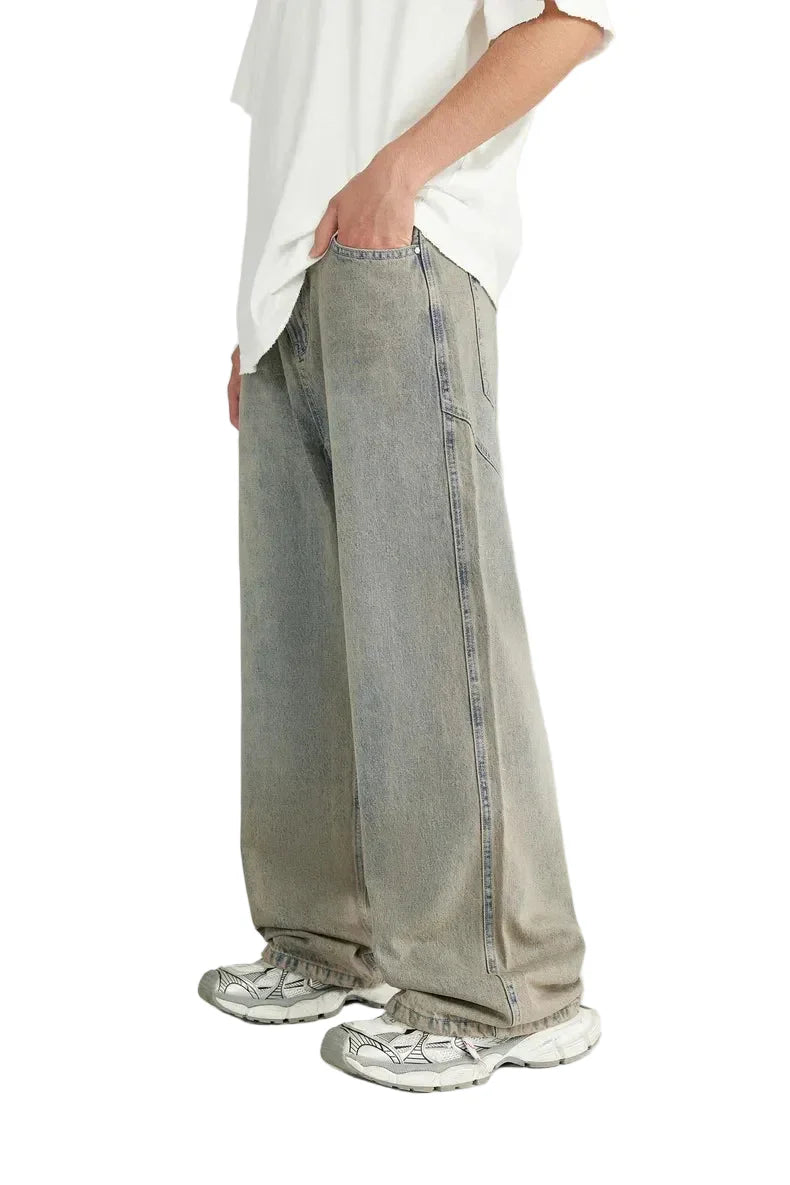 Oversized Irregular Stitching Wide Jeans