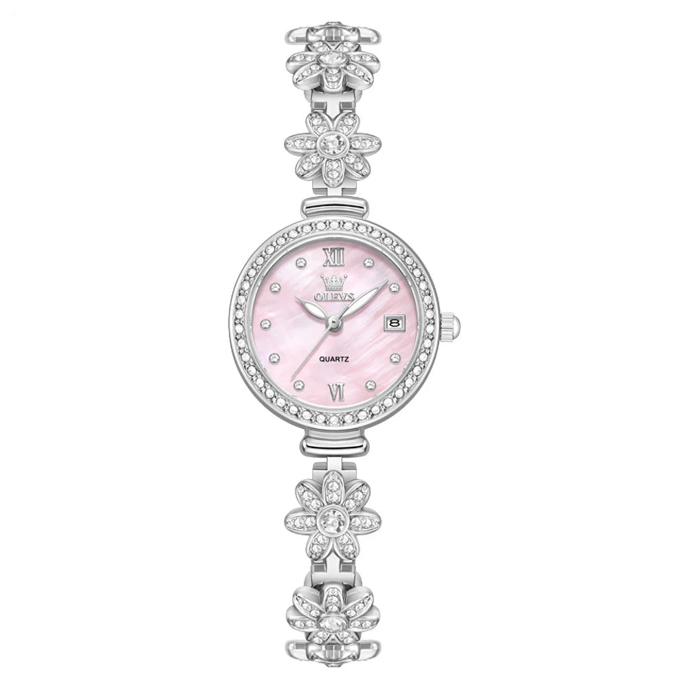 Diamond Rotation Floral Braceet Watch