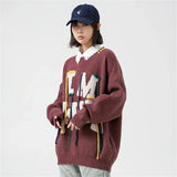 Oversize Alphabet Embroidery Knitted Sweater