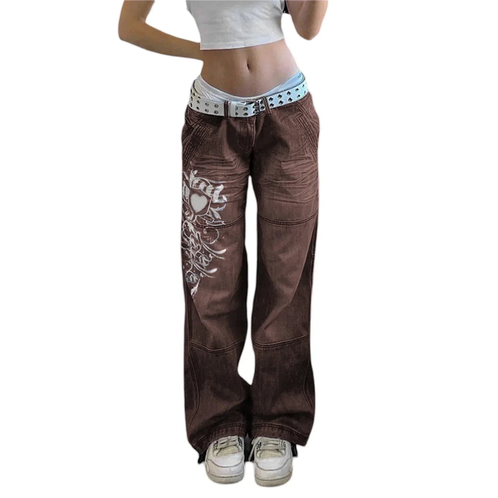 Floral Embroidery Vintage Aesthetic Baggy Jeans