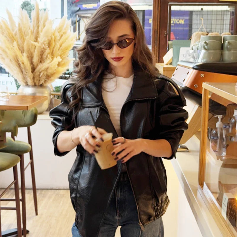 Cropped Women's Leather Jacket