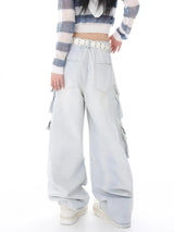 Y2K Belted Washed Cargo Jeans