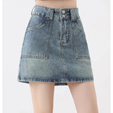 Vintage High Waist Denim Skirt