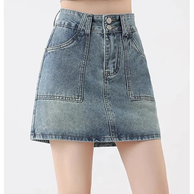 Vintage High Waist Denim Skirt