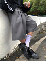 Soft Grey Pleated Shorts High Jorts