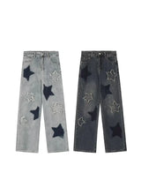 Vintage Star Embroidery Baggy Jeans