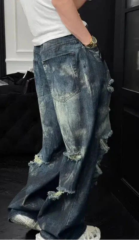 Dark Blue Ripped Distressed Jeans