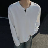 Einfarbiges Langarm-V-Shirt