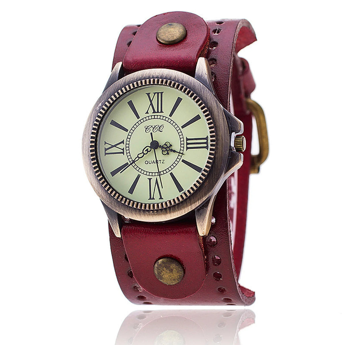 Vintage Wide Leather Strap Watch