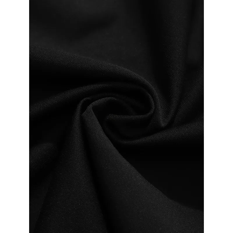 Solid Black Elastic Waist Baggy Pants
