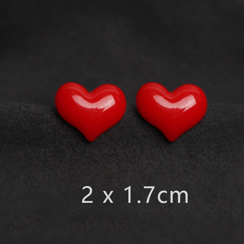Women Cute Red Heart Brooches