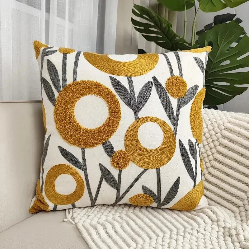 Floral Tufted Decorative Pillow Cover
