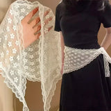 Triangular Lace White Woven Bandana