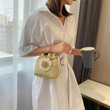 Knitted Daisy Flower Mini Crossbody Bag