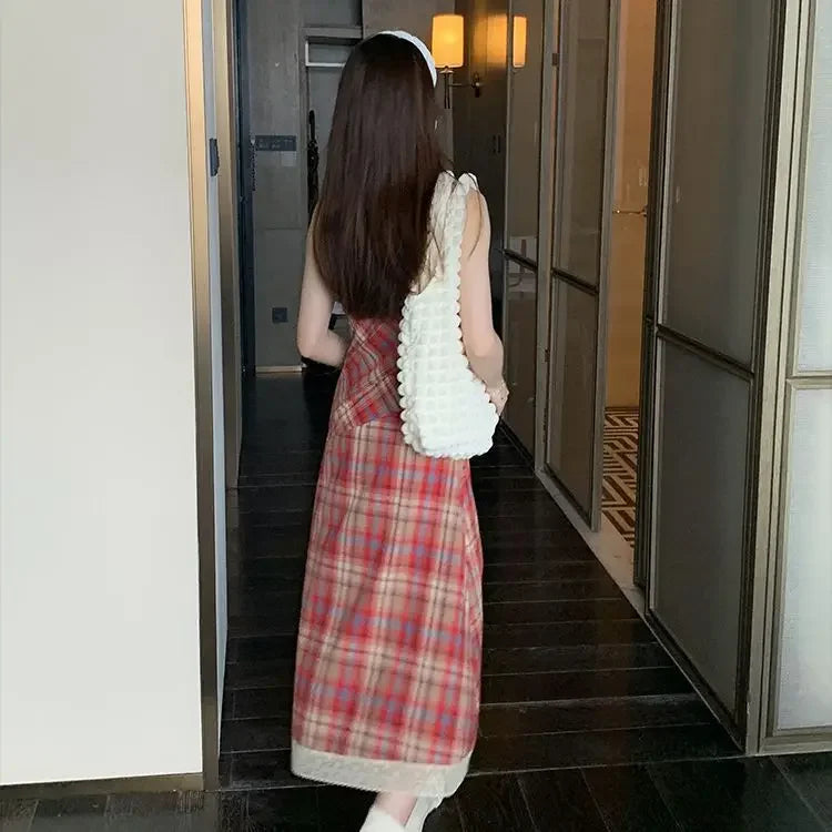 Plaid Soft Girl Maxi Dress