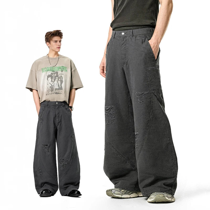 Vintage Distressed Gray Cargo Pants