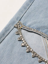 Baddie Embellished Ripped  Denim Jeans