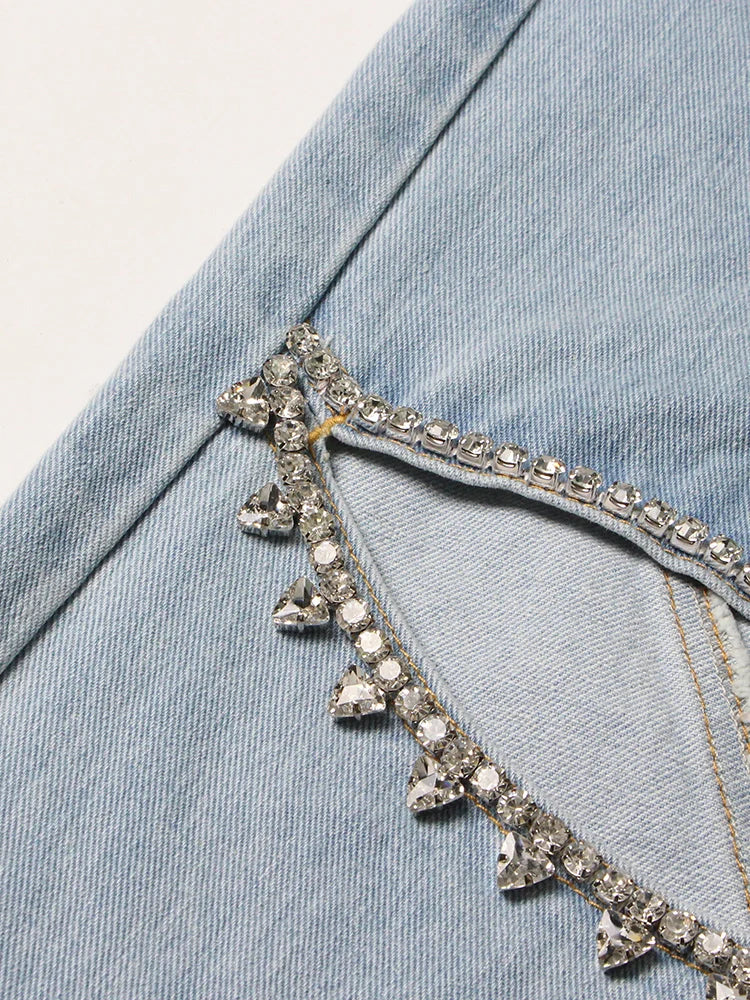 Baddie Embellished Ripped  Denim Jeans