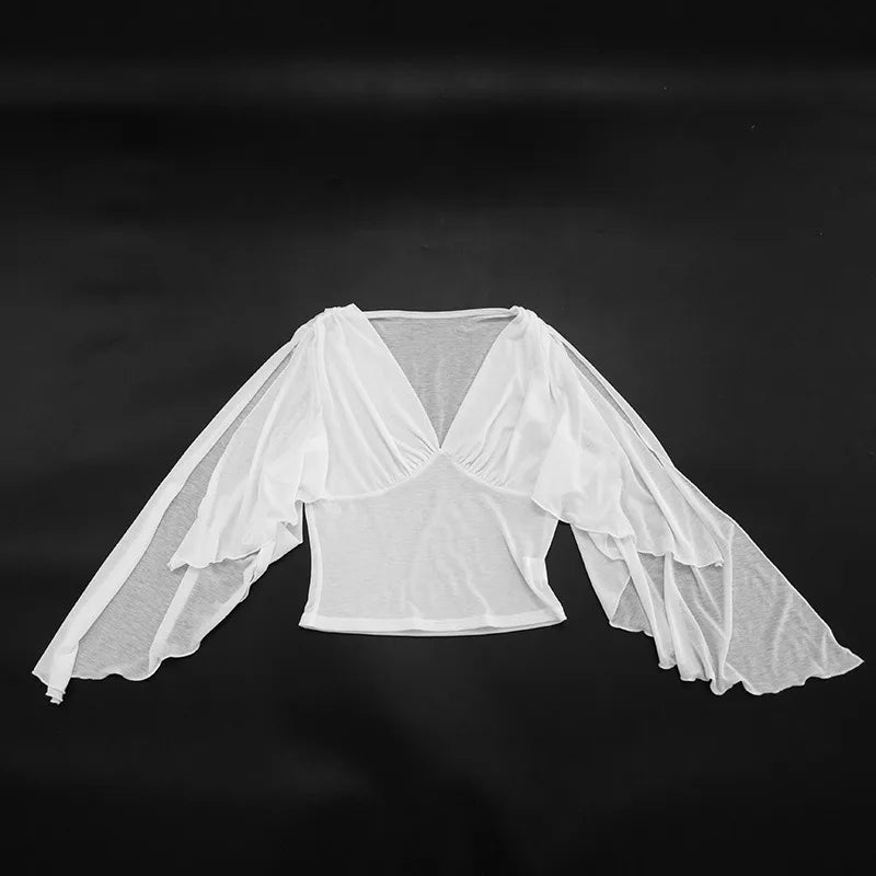 Draped Black Sleeve Blouse