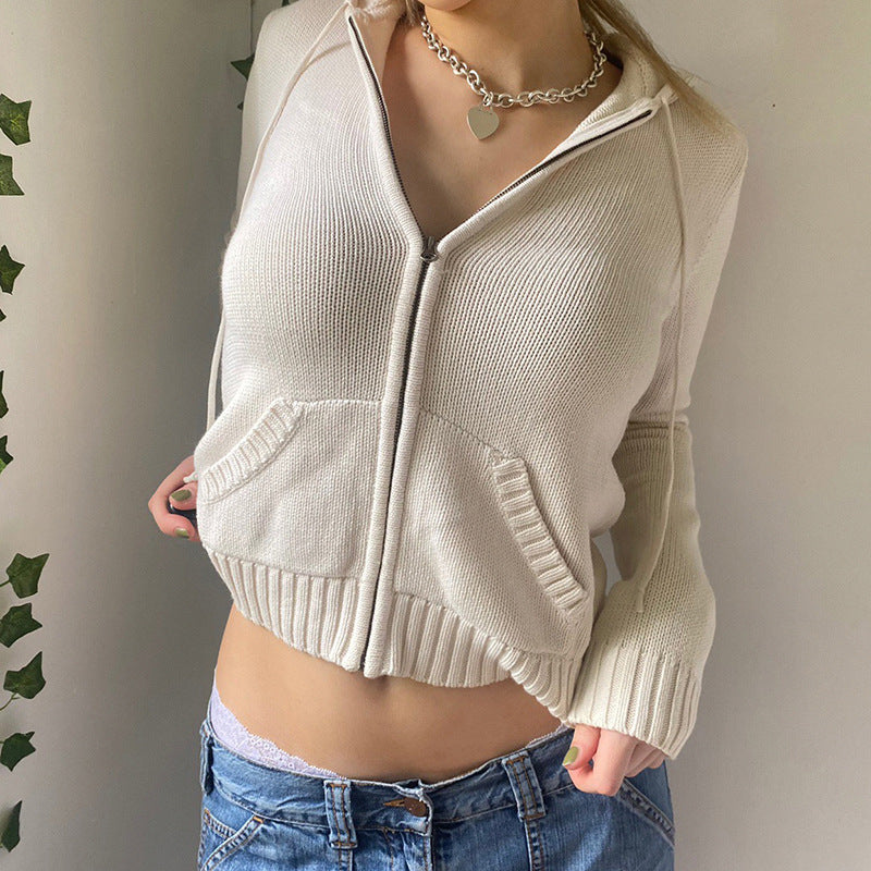 Vintage Y2k Knitted Zip-Up Hoodie
