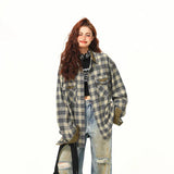 Casual Contrasting Color Plaid Shirt