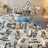 Korean Pink Letter Bedding Set