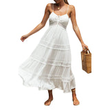 Women's Summer Beach White Boho Maxi Dress