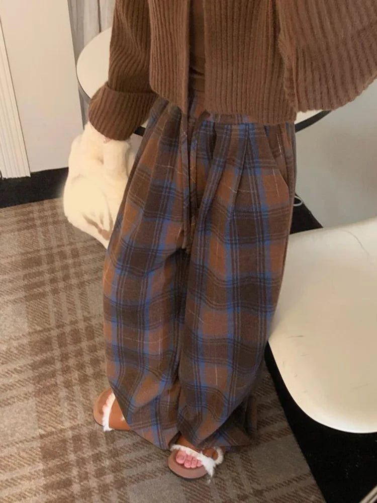 High Waisted Vintage Plaid Pants