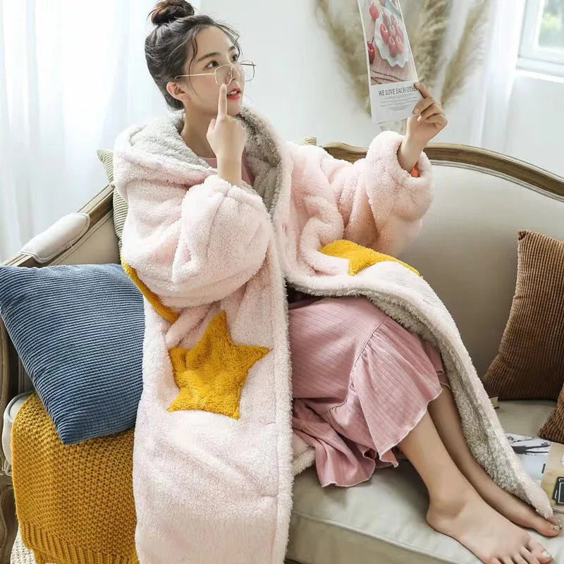 Star Coral Fleece Hooded Home Wear