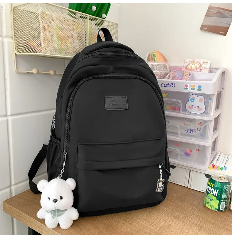 Lightweight Solid Color School Backpack