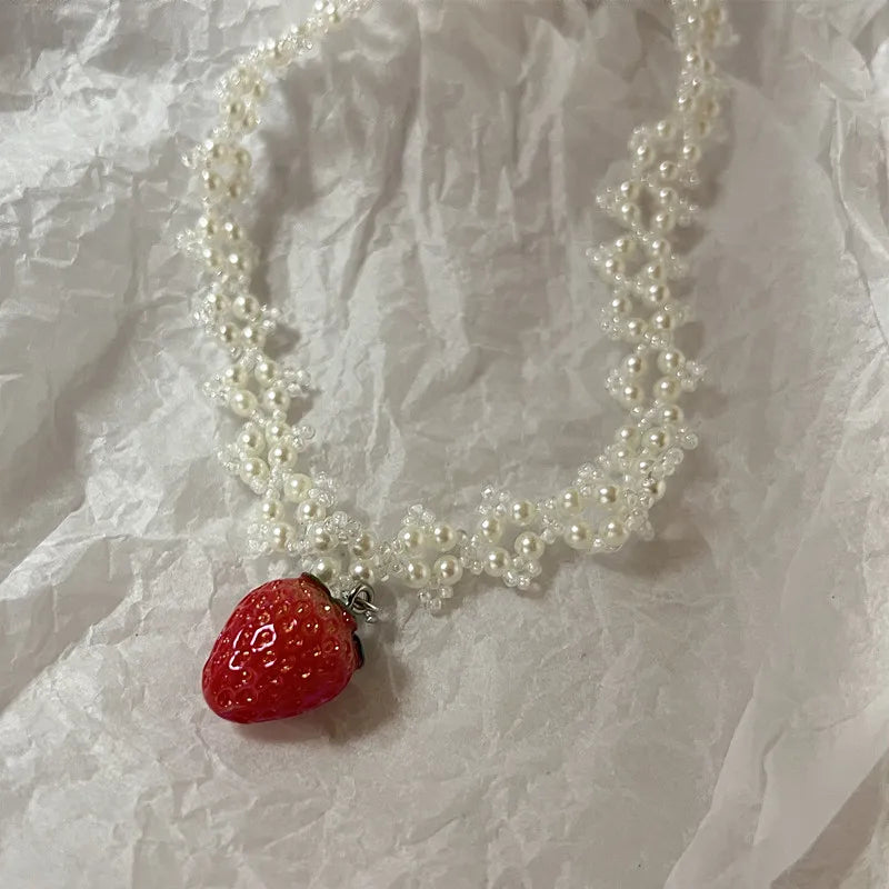 Couquette Sweet Strawberry Necklace