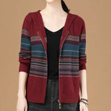 Colorful Loose Hooded Zipper Sweater