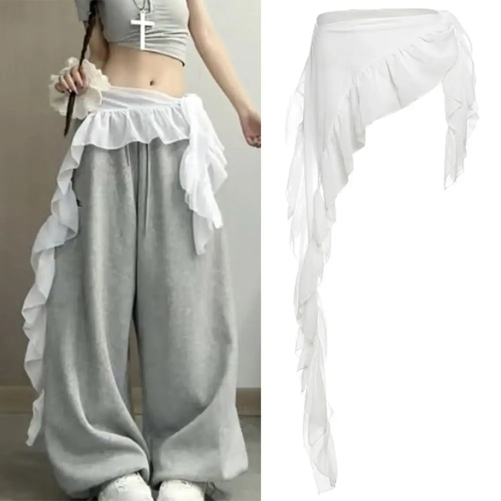 Irregular Lace Y2K Ruffles Mini Skirt