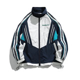 Lightweight Blue Patchwork Windbreaker Jacket