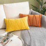 Orange Stripe Velvet Throw Pillow Cover