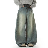 Faded Wide Leg Vintage Denim Jeans