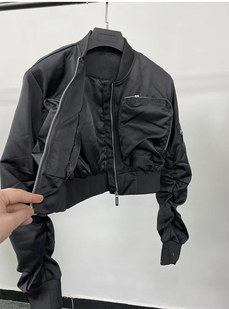 Motorcycle Cropped Biker Cropped Windbreaker Jacket