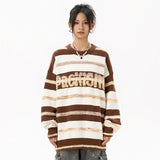 Gestreifter lockerer Winter-Kuschelpullover