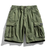Solid Elastic Waist  Multi Pocket Short
