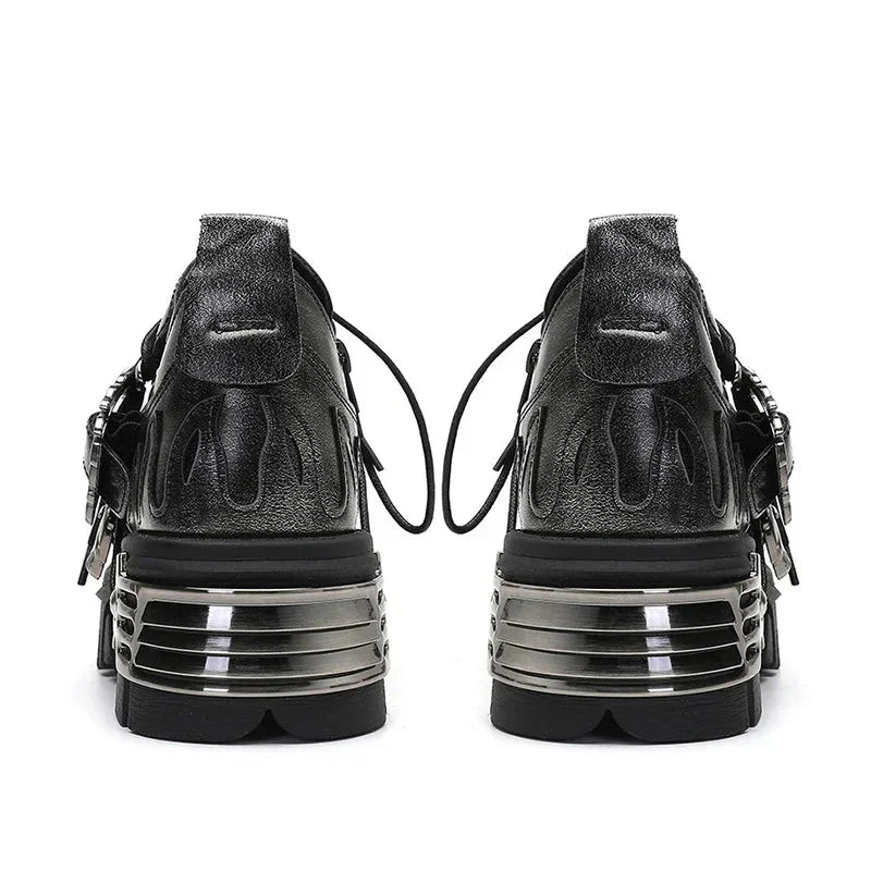 Platform Metal Buckle Ankle Platform Boots