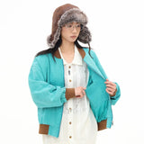 Bright Green Spliced Brown Varsity Jacket