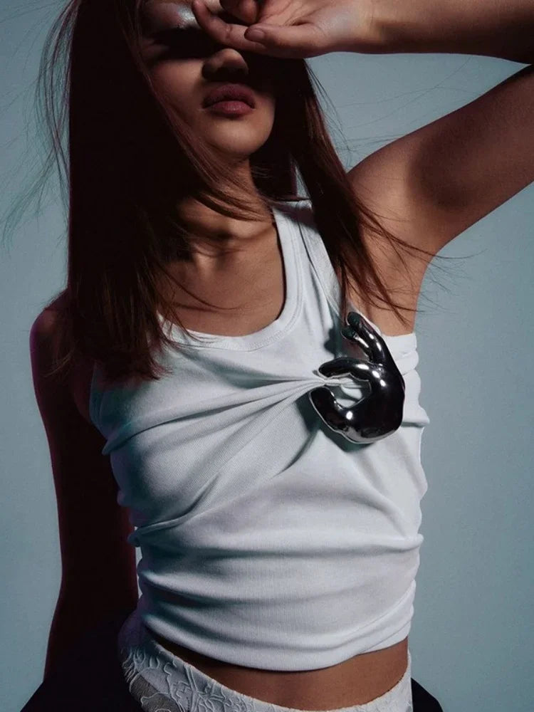 Y2k Sleeveless Solid Color Fit Crop Top