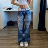 Floral Embroidery Vintage Aesthetic Baggy Jeans
