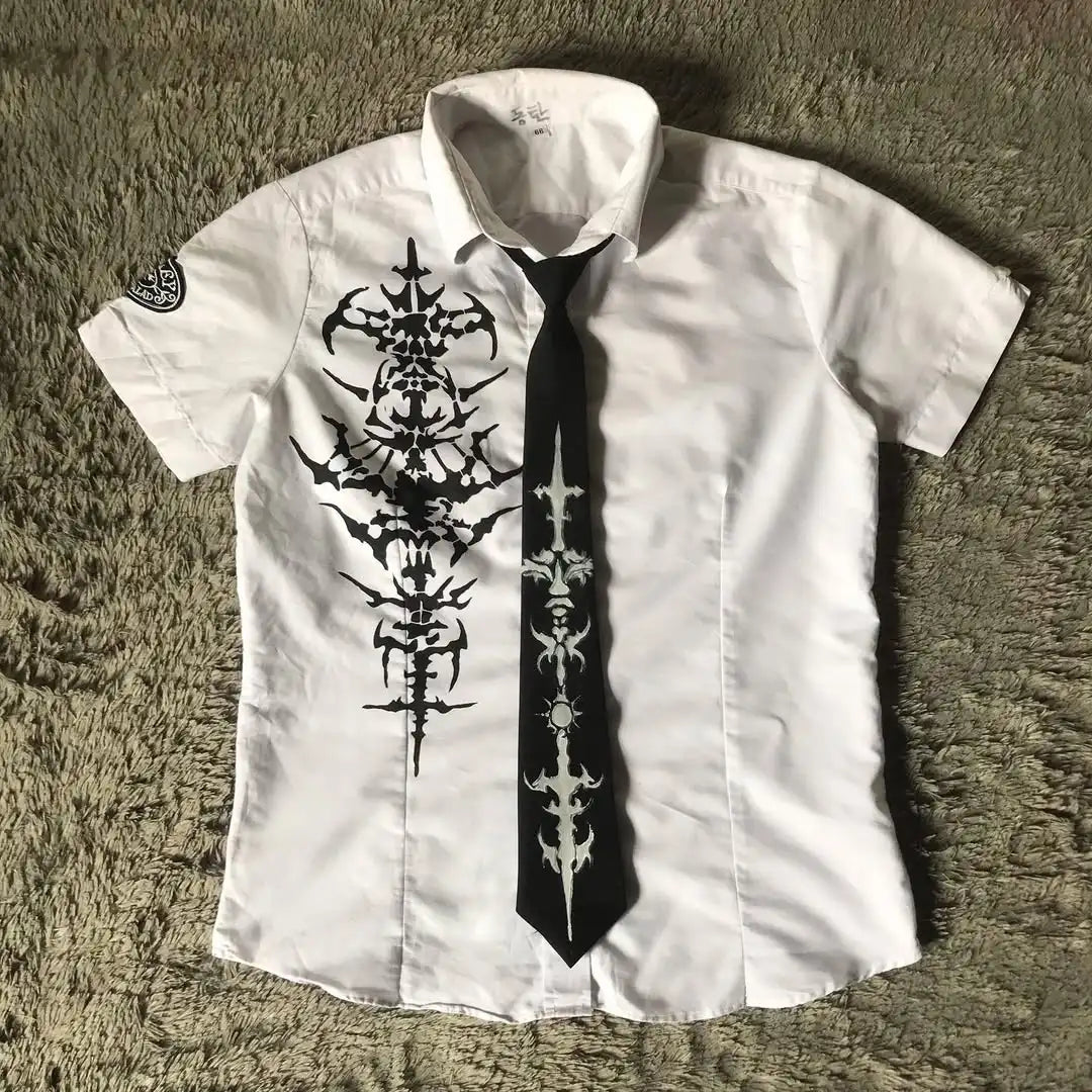 Gothic White Skull Y2K Long Sleeve Shirt