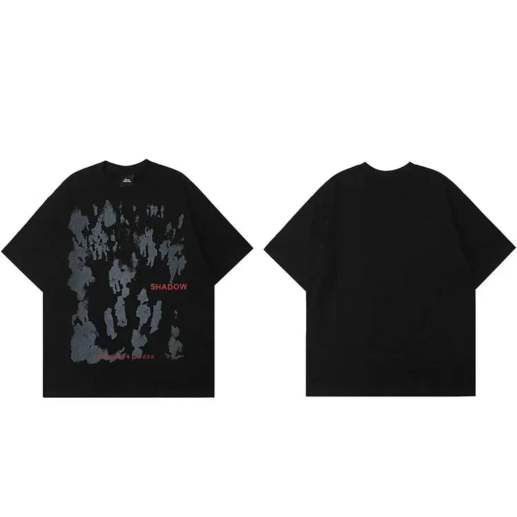 Shadow Letter Printed Hip Hop T-Shirt