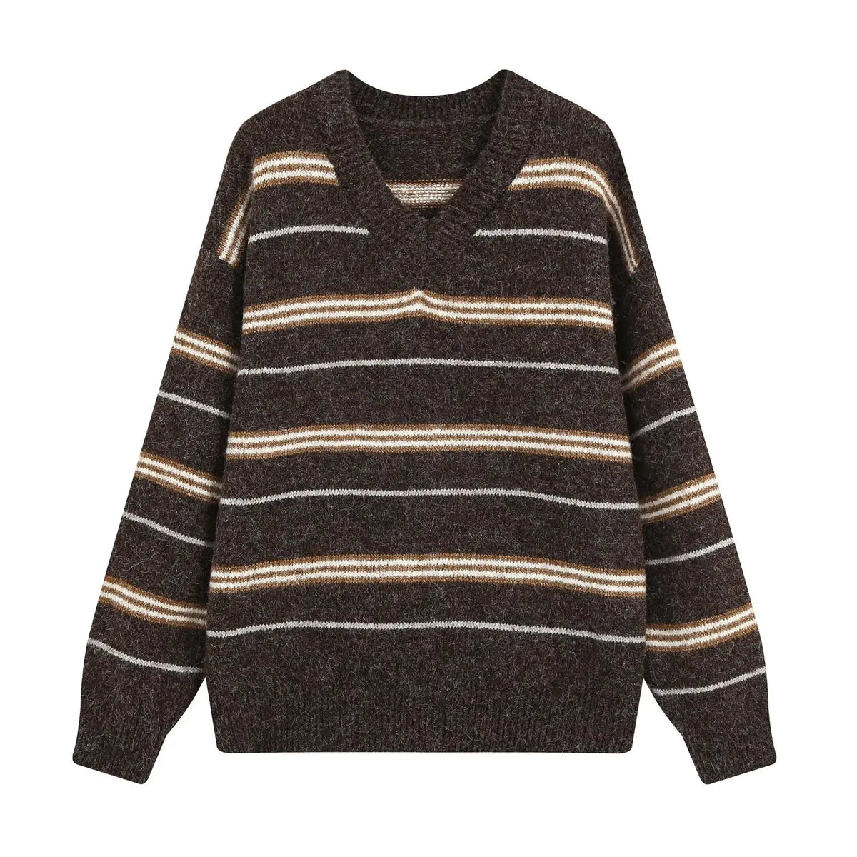 V-neck Stripped Sweater
