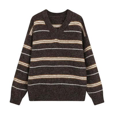 V-neck Stripped Sweater